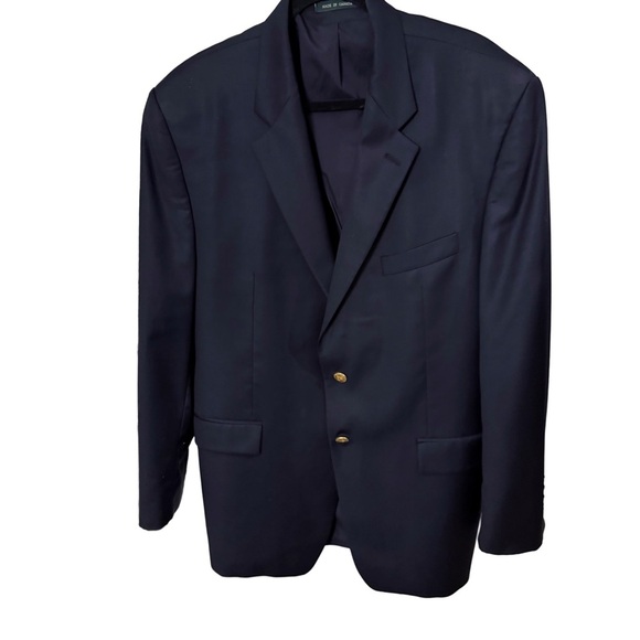 Ralph Lauren Men's 44R Navy Blue Gold Buttons Wool Blazer Sport Coat Suit Jacket - Picture 1 of 11